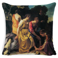 HKM-555091 Modern Minimalist Oil Painting Cushion Cover for Sofa - Cartoon/Anime Design, Various Colors Available, 45x45cm