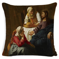 HKM-555091 Modern Minimalist Oil Painting Cushion Cover for Sofa - Cartoon/Anime Design, Various Colors Available, 45x45cm