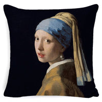 HKM-555091 Modern Minimalist Oil Painting Cushion Cover for Sofa - Cartoon/Anime Design, Various Colors Available, 45x45cm