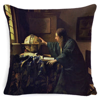 HKM-555091 Modern Minimalist Oil Painting Cushion Cover for Sofa - Cartoon/Anime Design, Various Colors Available, 45x45cm