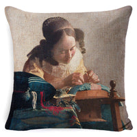 HKM-555091 Modern Minimalist Oil Painting Cushion Cover for Sofa - Cartoon/Anime Design, Various Colors Available, 45x45cm
