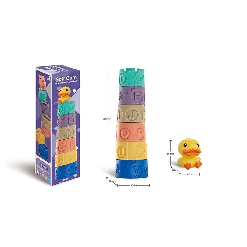 HKM-555283 Colorful Silicone Building Blocks for Infants and Toddlers - Educational Stacking Toy Tower