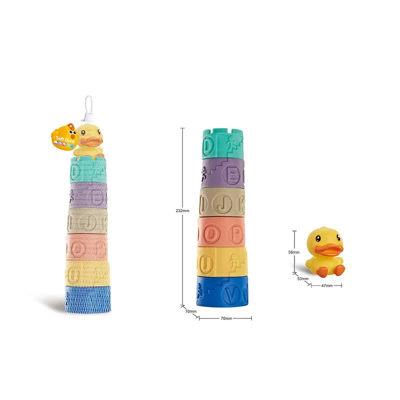 HKM-555283 Colorful Silicone Building Blocks for Infants and Toddlers - Educational Stacking Toy Tower