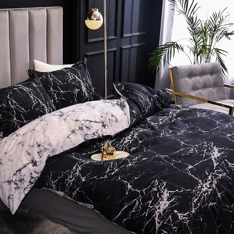 HKM-555475 Reactive Printing and Dyeing Brushed Home Textiles Three-Piece Quilt Cover Set - 1.8m Bed Size