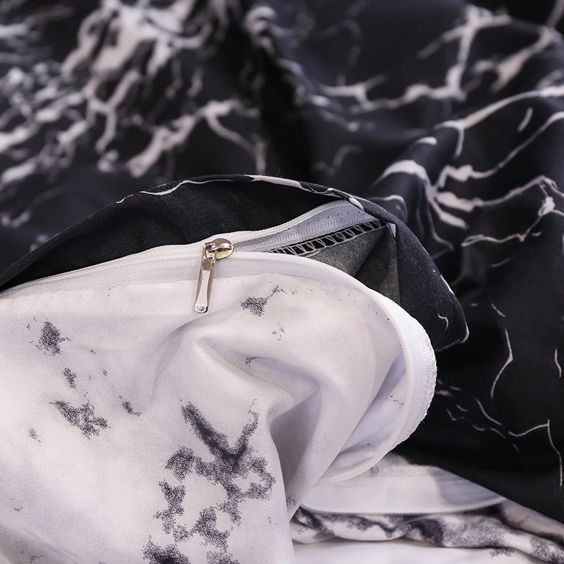 HKM-555475 Reactive Printing and Dyeing Brushed Home Textiles Three-Piece Quilt Cover Set - 1.8m Bed Size