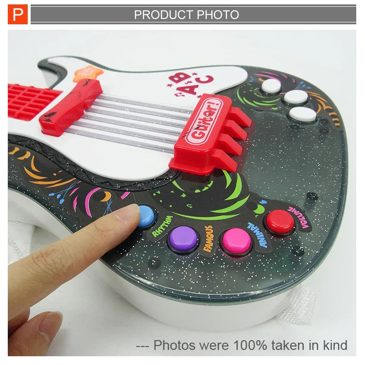 HKM-555667 Kids Electric Musical Guitar Toy with Lights and Sounds - Purple - Educational Musical Instrument for Ages 5-13