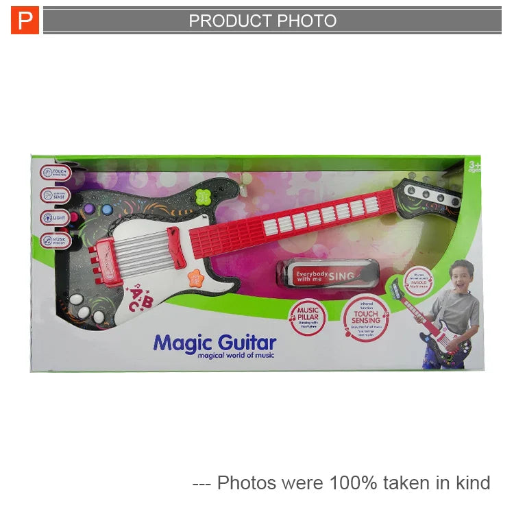 HKM-555667 Kids Electric Musical Guitar Toy with Lights and Sounds - Purple - Educational Musical Instrument for Ages 5-13
