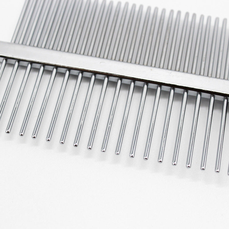 HKM-555795 Double-Sided Pet Grooming Comb with Ergonomic Handle - Plastic & Stainless Steel Design