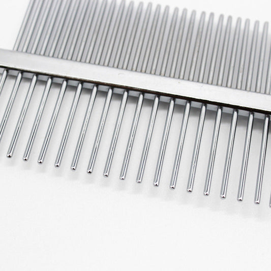 HKM-555795 Double-Sided Pet Grooming Comb with Ergonomic Handle - Plastic & Stainless Steel Design