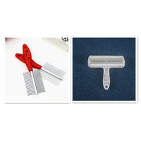 HKM-555795 Double-Sided Pet Grooming Comb with Ergonomic Handle - Plastic & Stainless Steel Design
