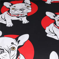 HKM-555859 Red and Black Bulldog Design Bedding Set - 3-Piece Polyester Collection for Various Bed Sizes