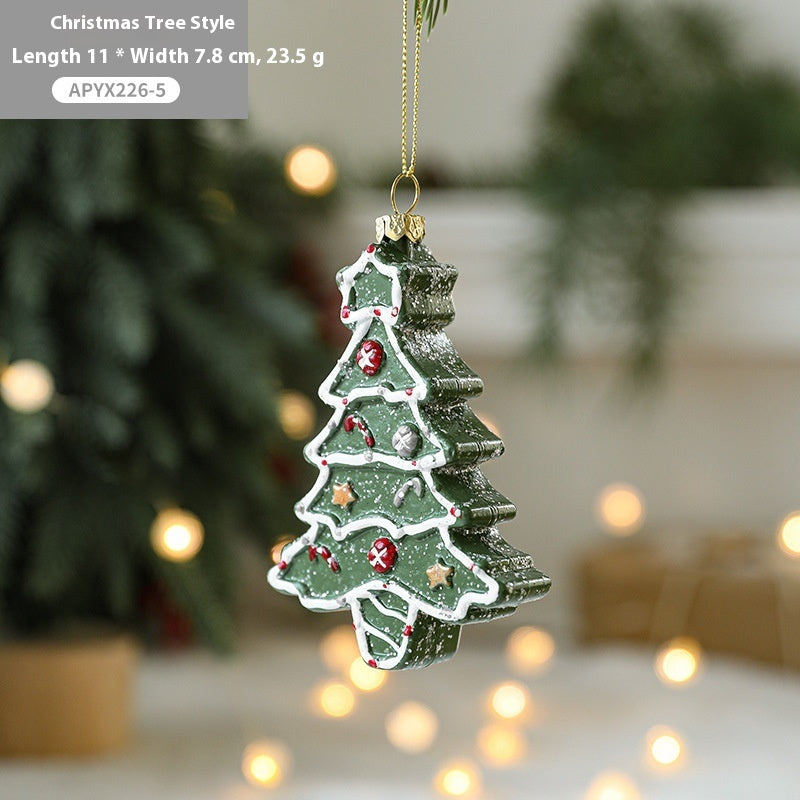 HKM-555987 Christmas Tree Decorations - Festive Painted Plastic Ornaments in Various Styles