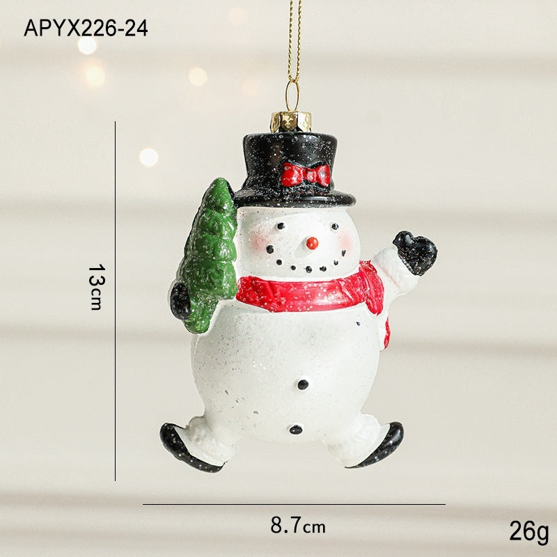 HKM-555987 Christmas Tree Decorations - Festive Painted Plastic Ornaments in Various Styles