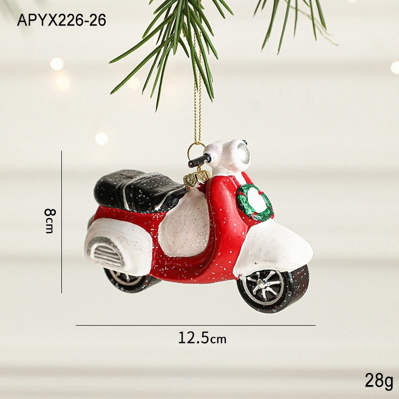 HKM-555987 Christmas Tree Decorations - Festive Painted Plastic Ornaments in Various Styles