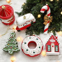 HKM-555987 Christmas Tree Decorations - Festive Painted Plastic Ornaments in Various Styles