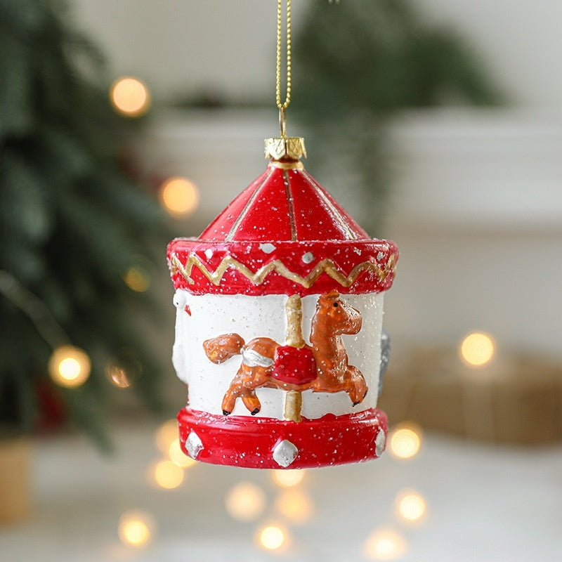 HKM-555987 Christmas Tree Decorations - Festive Painted Plastic Ornaments in Various Styles