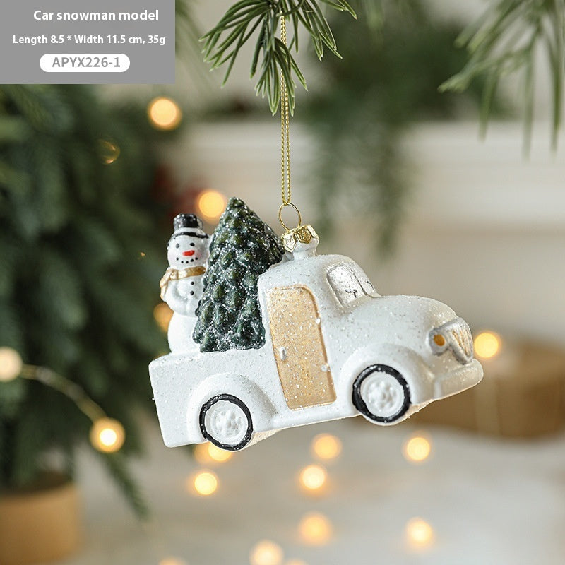HKM-555987 Christmas Tree Decorations - Festive Painted Plastic Ornaments in Various Styles