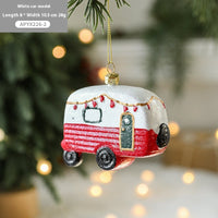 HKM-555987 Christmas Tree Decorations - Festive Painted Plastic Ornaments in Various Styles