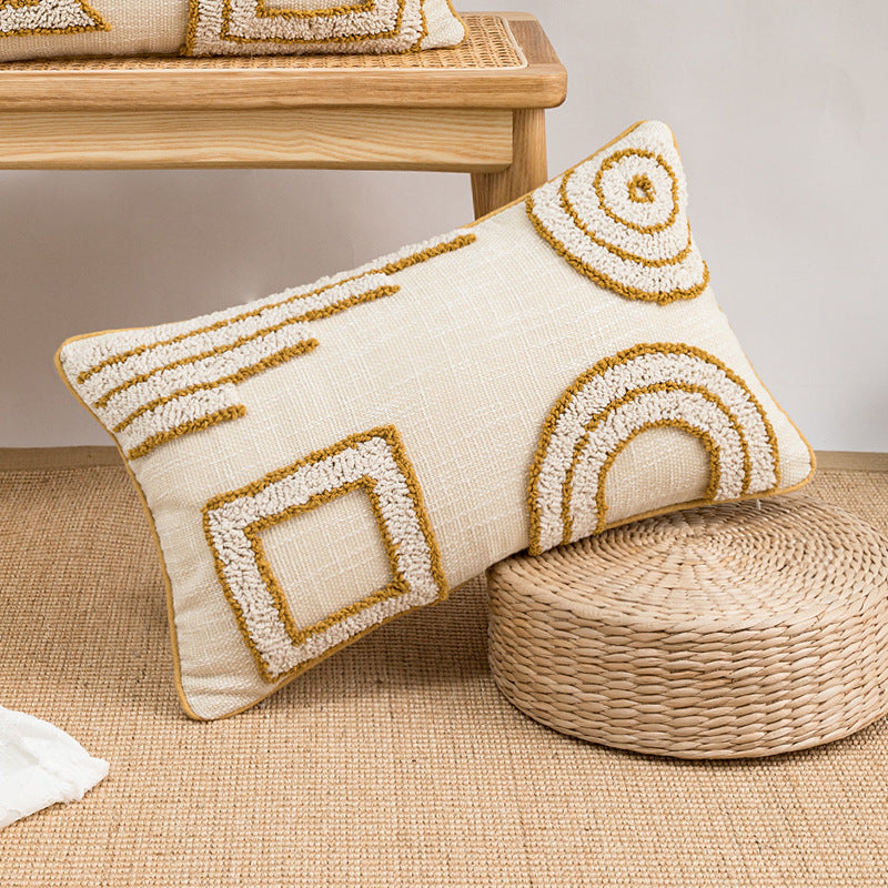 HKM-555987 Nordic Style Canvas Pillow Jacket - 30x50/45x45cm, Soft PP Cotton Filler