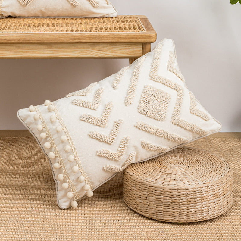 HKM-555987 Nordic Style Canvas Pillow Jacket - 30x50/45x45cm, Soft PP Cotton Filler