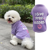 HKM-556115 Casual Cotton Dog T-Shirt in Blue, Black, Red, Purple, Rose, and Pink - Sizes XS to L