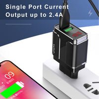 HKM-556115 Dual USB 2.4A Smart Charging Head - Compact 10.5W EU Adapter in Black and White