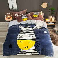 HKM-556179 Flannel Four-Piece Bedding Set in All-Crafted Velvet with French Velvet Printing