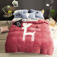 HKM-556179 Flannel Four-Piece Bedding Set in All-Crafted Velvet with French Velvet Printing