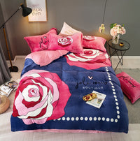 HKM-556179 Flannel Four-Piece Bedding Set in All-Crafted Velvet with French Velvet Printing