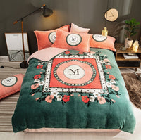 HKM-556179 Flannel Four-Piece Bedding Set in All-Crafted Velvet with French Velvet Printing