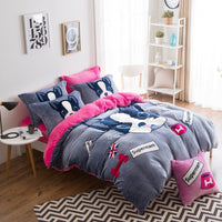 HKM-556179 Flannel Four-Piece Bedding Set in All-Crafted Velvet with French Velvet Printing