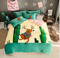 HKM-556179 Flannel Four-Piece Bedding Set in All-Crafted Velvet with French Velvet Printing