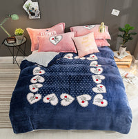 HKM-556179 Flannel Four-Piece Bedding Set in All-Crafted Velvet with French Velvet Printing