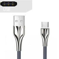 HKM-556243 Aluminum Alloy Braided Data Cable for Fast Charging - 1m Length, Compatible with Type-C, Micro USB, and Apple Devices