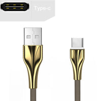 HKM-556243 Aluminum Alloy Braided Data Cable for Fast Charging - 1m Length, Compatible with Type-C, Micro USB, and Apple Devices
