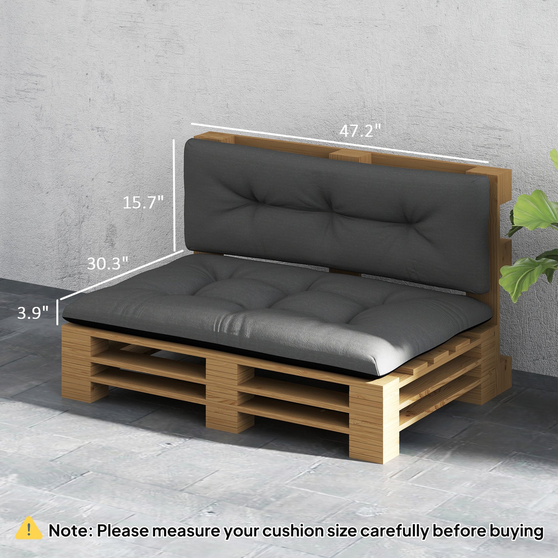 HKM-556243 Outdoor Tufted Replacement Cushions for 2-Seater Furniture, 3.9" Thick, Black, Waterproof and Stain Resistant