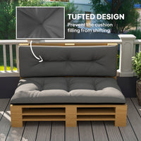 HKM-556243 Outdoor Tufted Replacement Cushions for 2-Seater Furniture, 3.9" Thick, Black, Waterproof and Stain Resistant