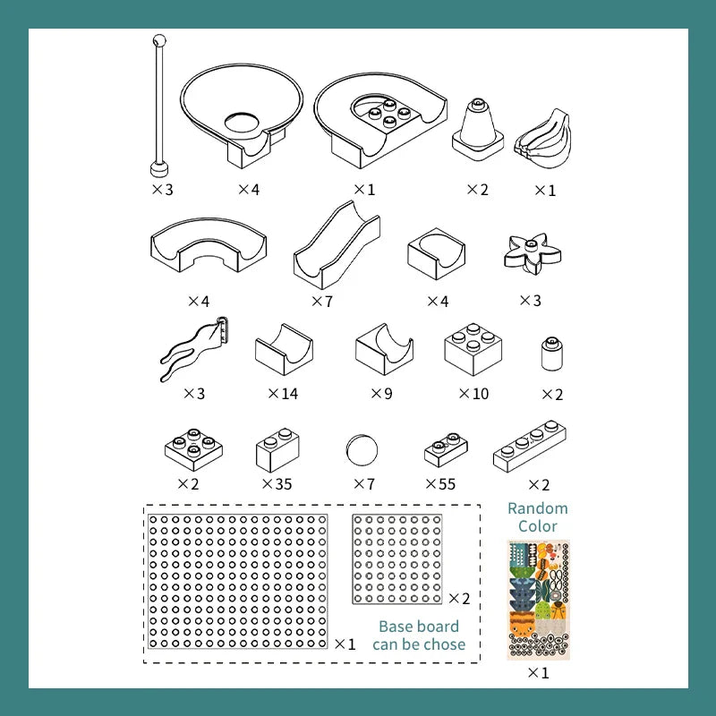 HKM-556435 171-Piece DIY Building Blocks Marble Run Track Set for Kids 3 Years and Up - Educational Construction Toy