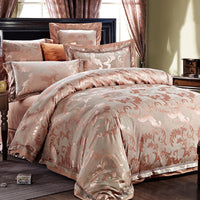 HKM-556627 Four-Piece Bedding Set in Tencel Cotton Satin Jacquard with Geometric Pattern