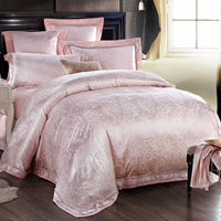 HKM-556627 Four-Piece Bedding Set in Tencel Cotton Satin Jacquard with Geometric Pattern