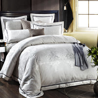 HKM-556627 Four-Piece Bedding Set in Tencel Cotton Satin Jacquard with Geometric Pattern