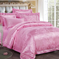 HKM-556627 Four-Piece Bedding Set in Tencel Cotton Satin Jacquard with Geometric Pattern