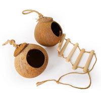 HKM-556947 Natural Coconut Shell Bird Nest for Parrots and Small Pets - Safe Climbing and Chewing Toy