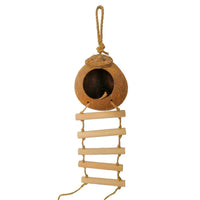 HKM-556947 Natural Coconut Shell Bird Nest for Parrots and Small Pets - Safe Climbing and Chewing Toy