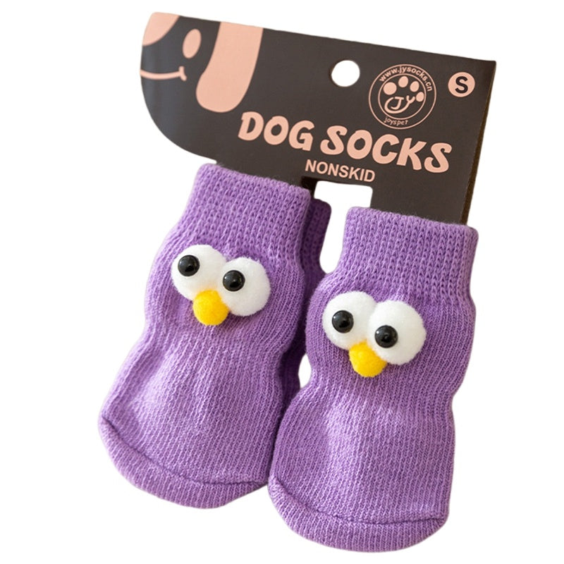 HKM-557011 Cute Cartoon Big Eyes Dog Socks - Anti-Slip Cotton Socks for Extra Warmth and Comfort