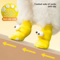 HKM-557011 Cute Cartoon Big Eyes Dog Socks - Anti-Slip Cotton Socks for Extra Warmth and Comfort