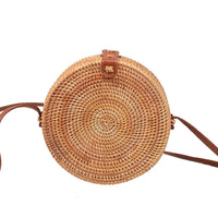 HKM-557075 Diagonal One-Shoulder Round Woven Bag with Canvas Lining and Soft Handle