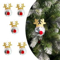 HKM-557139 Silver Disco Mirror Ball Ornaments Set - 5 Pcs Reflective Glass Elk Horns for Tree Decoration, Parties, and Festivals