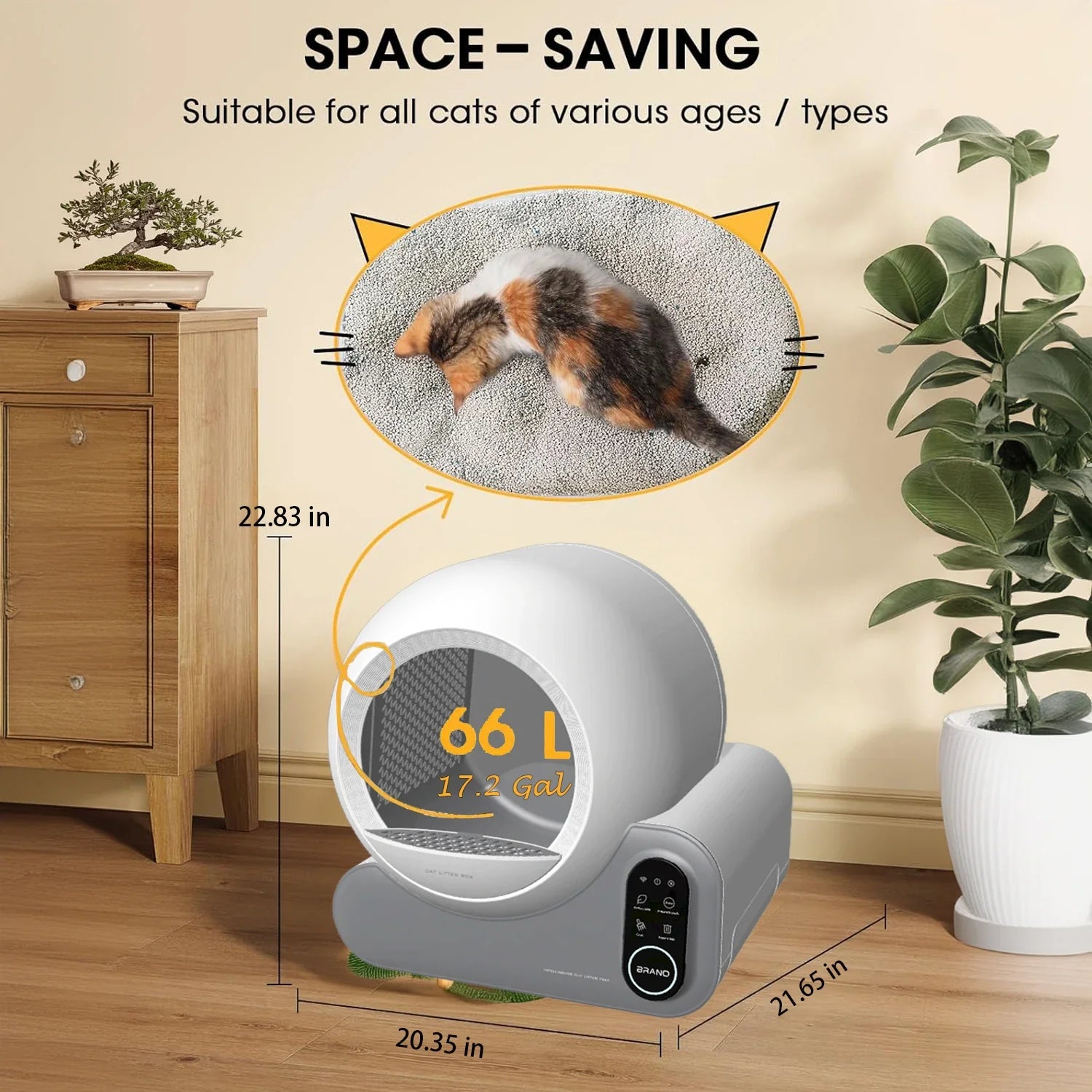 KTX-557139 Smart Automatic Cat Litter Box - 70L Self-Cleaning, Odorless, App Controlled, Dust-Free Design