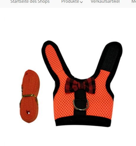 HKM-557203 Breathable Mesh Chest Harness with Traction Rope for Rabbits - Black, Red, Pink Options